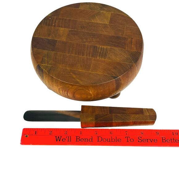 VTG Mid-Century Modern Dansk WOOD CHEESE BOARD & Integrated Spreader Handle 60s - Picture 5 of 11